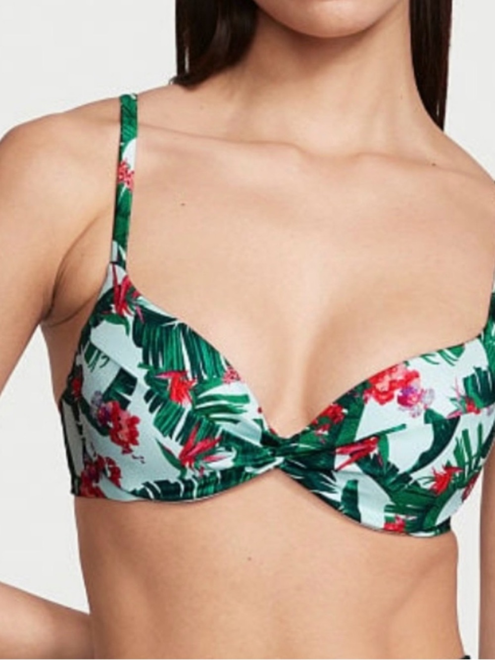 Victoria's Secret Green Floral Tropical Underwire Bikini Top
